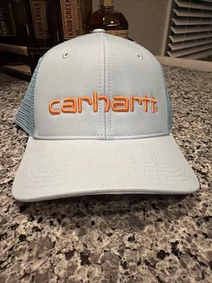 Carhartt Force Canvas Mesh Snapback Cap Hat Adjustable Light Blue & Orange - Image 1 of 4