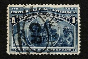 US 1893 #230 Columbian Exposition 1c Deep Blue XF-Sup Ex New York Cancel Used - Picture 1 of 2