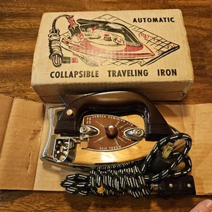 VTG Dominion Automatic Collapsible Travel Iron In Box Electric Used Untested - Picture 1 of 4