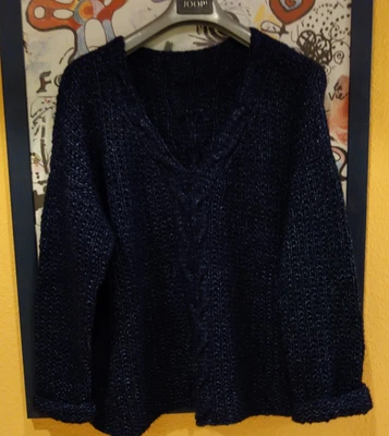 Damen Pullover liebevoll von Hand gestrickt L XL  42 44  blau traumschön Unikat - Bild 1 von 4