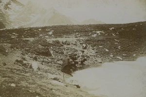 Frankreich Wandern in den Pyrenäen Névé Schnee altes Schnappschuss Foto 1900 #1 - Bild 1 von 3