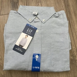 New with Tags Gap Kids Youth Oxford Shirt Long Sleeves, Blue Size L (14/16) Boy - Picture 1 of 7