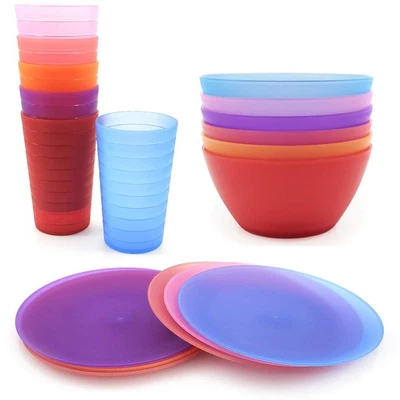 18-Piece Plastic Dinnerware Set, Unbreakable and Reusable Plastic Plates Bowl... - Image 1 of 4