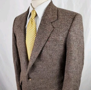 Vintage Gallery by Haggar Sport Coat Jacket 40R Wool Tweed Brown Two Button USA - Picture 1 of 12