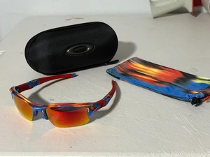 Oakley Flak Jacket 1.0 Distressed Blue w/ polariized Ruby Iridium XLJ (NICE!) - Picture 1 of 10