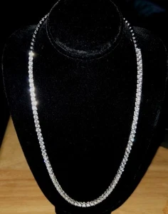 Sterling Silver 925 Tennis Necklace 16" to 18" Lab Created White Sapphire New - Picture 1 of 8