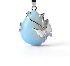 Collana ciondolo goccia vera pietra di luna naturale GARANZIA argento 925 NUOVA  - Foto 1 di 2