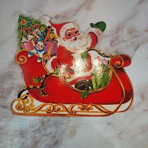 Vintage Bemiss-Jason Corp. Paper Cardboard Diecut Santa Laminated Made in Taiwan - Picture 1 of 2