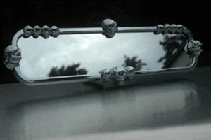SKULL REARVIEW MIRROR ~ CHROME with mount to replace OEM ~ by CIPA # 32001 - Picture 1 of 2