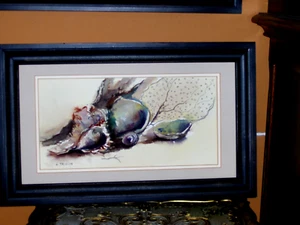 Vintage Original Signed L. Taylor Sea Shells Shore Waves Sand WaterColor - Picture 1 of 7