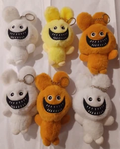 Rabbit Bunny Easter Plush Smiley 6" Keychain Lot of 6 - Picture 1 of 14