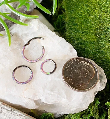 Aro Daith clicker tabique anillo segmento bisagras borde frontal ópalo titanio macizo 1 pieza Foto 1 de 4