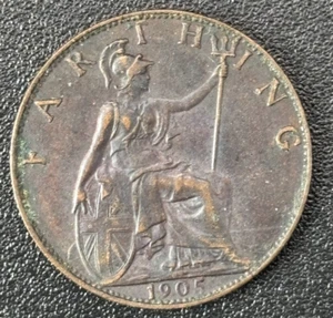 GB 1905, 1 Farthing - Edward VII Bronze Coin - Picture 1 of 2