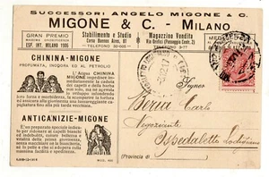 C000231 CARTOLINA PUBBLICITARIA SUCCESSORI ANGELO MIGONEVG 1917 PERFIN - Picture 1 of 2