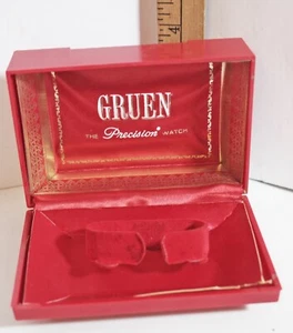 VNTG Gruen Watch Red Plastic Art Deco Clam Shell Presentation Box - Picture 1 of 11