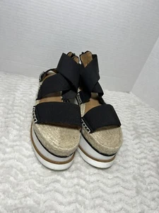 Jeffrey Campbell Black Merez Platform Lug Sole Open Toe Sandals Size 36 US 6 - Picture 1 of 11