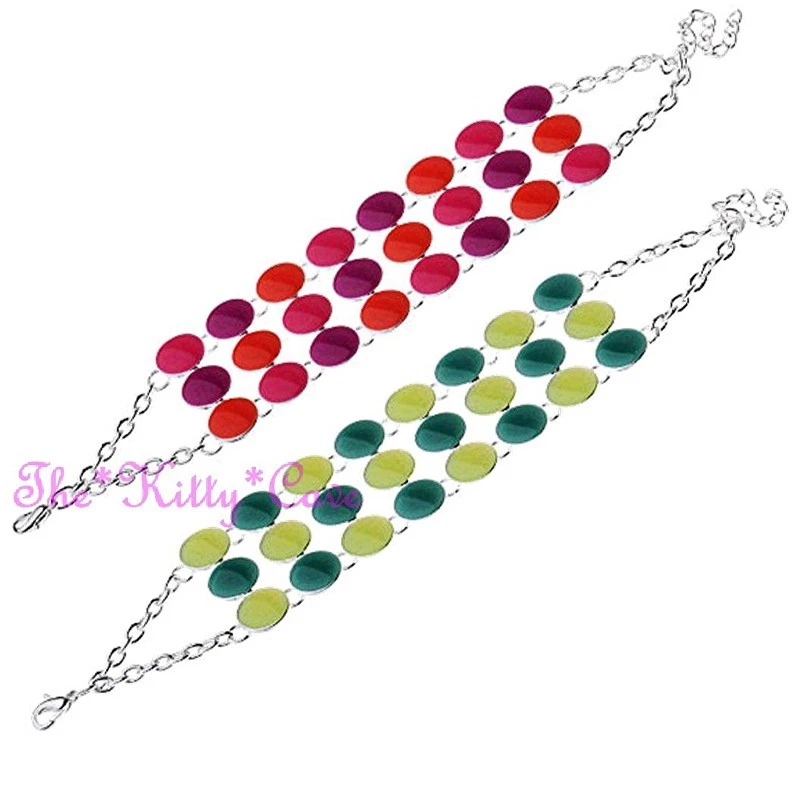 Retro Kitsch Funky Farbblock Pop Helle Emaillierte Punkt Scheiben Breit Chic - Bild 1 von 1