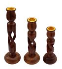 Handcrafted Multi size Wooden Candle Holder Stand, Set of 3 US