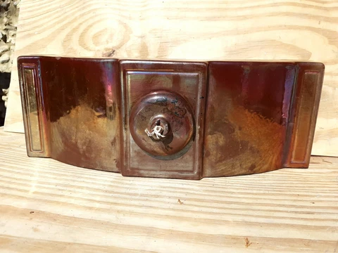 Vintage Iridescent Lustre Enamel Fire Ash Pan Cover Dampener Rare Design 1930,s Cover
