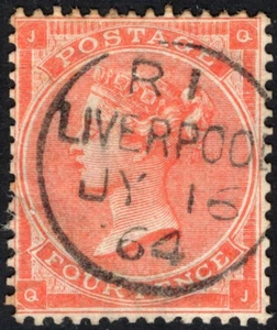 GB-Sg 81 4d Bright Red. A superb used example with Liverpool cds - Picture 1 of 2
