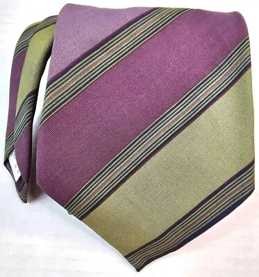 Corbata a rayas Claiborne para hombre púrpura y verde tela de poliéster hecha en EE. UU. Foto 1 de 4