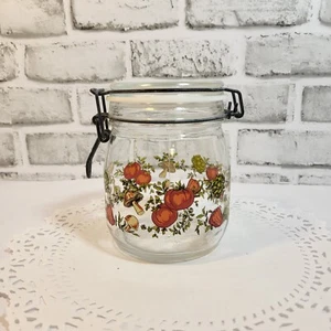 Vintage Arc Spring Top Glass Canister Spice of Life Mushroom Veggies 3/4L - Picture 1 of 7