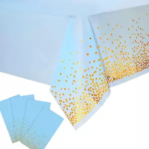 4 Pack Disposable Plastic Tablecloth Gold Stamping Dot Rectangular Table Cloth - Picture 1 of 11