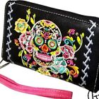 NWT Embroidered Rhinestone Faux Leather Wristlet