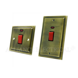 Interruptor/enchufe de cocina victoriano antiguo latón 45A - unidad de control de cocina de 45 amperios - Imagen 1 de 5