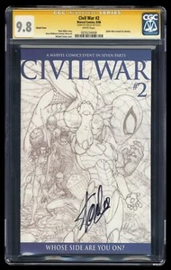 Civil War #2 CGC NM/M 9.8 Sketch Cover SS Signed Stan Lee! Cover C Variant - Picture 1 of 2