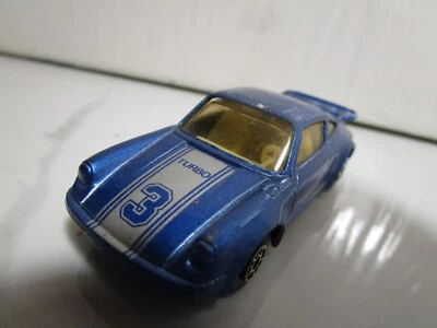 Coche Diecast Maisto Porsche 911 Turbo Escala 1/64 Azul Con Alerón Nº3 Foto 1 de 3
