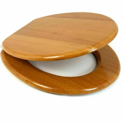 ANIKA Toilet Seat 18" MDF Universal PINE Bathroom WC Easy Hinge Fitting