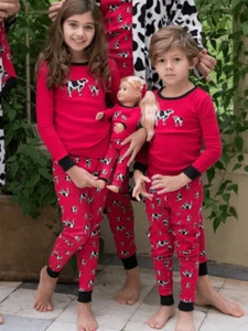 NEW Leveret Unisex Kids Children’s 4 Years Cow 2-piece Pajamas Matching Doll Set - Picture 1 of 4