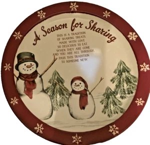 St Nicholas Square Yuletide Snowman Cookie Plate 13" Festive Christmas Decor - Picture 1 of 2
