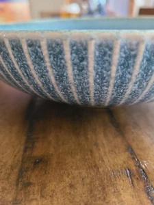 STONEWARE BLUE GREEN STRIPES BOWL SOUP CEREAL Pier 1 - Picture 1 of 4
