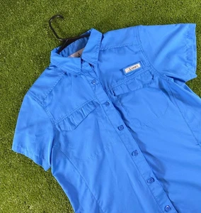 Habit Shirt Large Blue Short Sleeve Fishing Shirt Vented SPF 40 - Picture 1 of 12