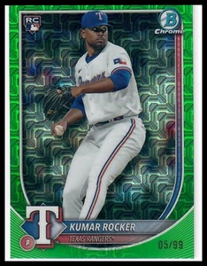 Bowman #80 Kumar Rocker Green Mojo #/99 Texas Rangers RC 2025 novato - Imagen 1 de 2