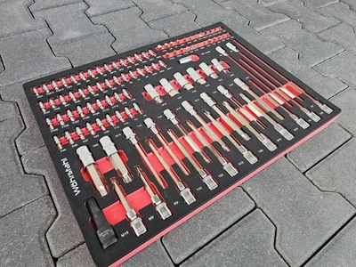 Profi Werkstattwagen Einlage 102 tlg. Stecknuss Bit Sortiment Schaum 520x400mm - Bild 1 von 4