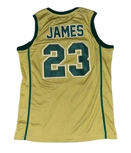LeBron James Vincent St. Mary Authentic Jersey Gold & Green Men’s Large NWOT - Picture 1 of 3