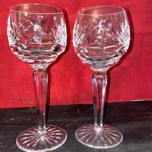 Vintage Set of 2 Waterford Crystal 7-3/8” Hock Wine Glasses 6 Oz Ireland round - Picture 1 of 6