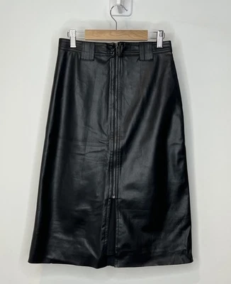 NUEVO CON ETIQUETAS BAILEY/44 by Anthropologie Falda de Cuero Sintético para Mujer Talla XS Negra Cremallera Frontal Foto 1 de 4