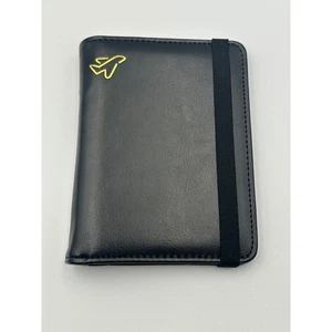Black Faux Leather Travel Wallet Passport Holder ITag Holder - Picture 1 of 5