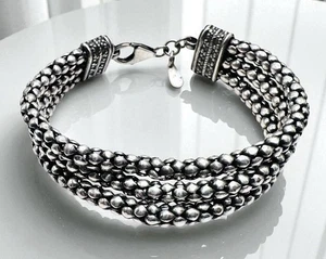 Vintage Silpada 925 Sterling Silver Heavy Popcorn Chain Bracelet - Picture 1 of 10