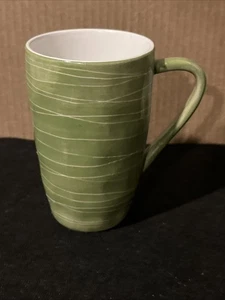 Starbucks 2008 Bamboo Swirl Green Glazed Tall Collector's Coffee Mug 14 oz - Picture 1 of 9
