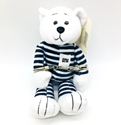 PROPIEDAD DE ALCATRAZ OSO DE PELUCHE BOLSA DE FRIJOLES FELPA UNIFORME PRISIÓN ESPOSAS DE METAL Foto 1 de 4