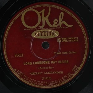 TEXAS ALEXANDER: long lonesome day blues / corn-bread blues OKEH Single 78 RPM - Picture 1 of 2