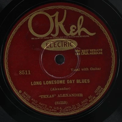 TEXAS ALEXANDER: long lonesome day blues / corn-bread blues OKEH Single 78 RPM - Image 1 of 2