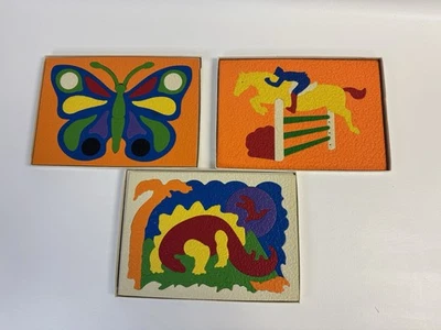 3 Vintage Lauri Crepe Foam Puzzles: Butterfly 2155, Stegosaurus 2902, Horse 1580 - Image 1 of 4