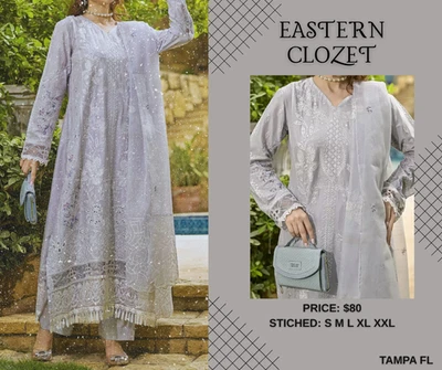 Luxury Lawn Pakistani Stitched Shalwar Kameez Suit Women Designer Dress wedding - Image 1 of 4