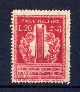 ITALIA 1949 - 150º anniversario dell'invenzione della pila di Volta 20L. MNH** - Picture 1 of 2